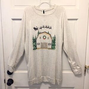 Lovely Souls Plus Womens Country Christmas Barn Lightweight Sweatshirt Size 3XL